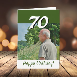 Cartão Foto de Aniversário de 70 anos Verde