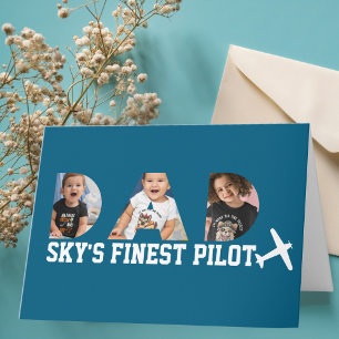 Cartão Foto de aniversário do papai 'Melhor Piloto do Céu