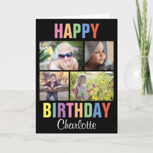 Cartão Foto de Aniversário Feliz Colorida Personalizada