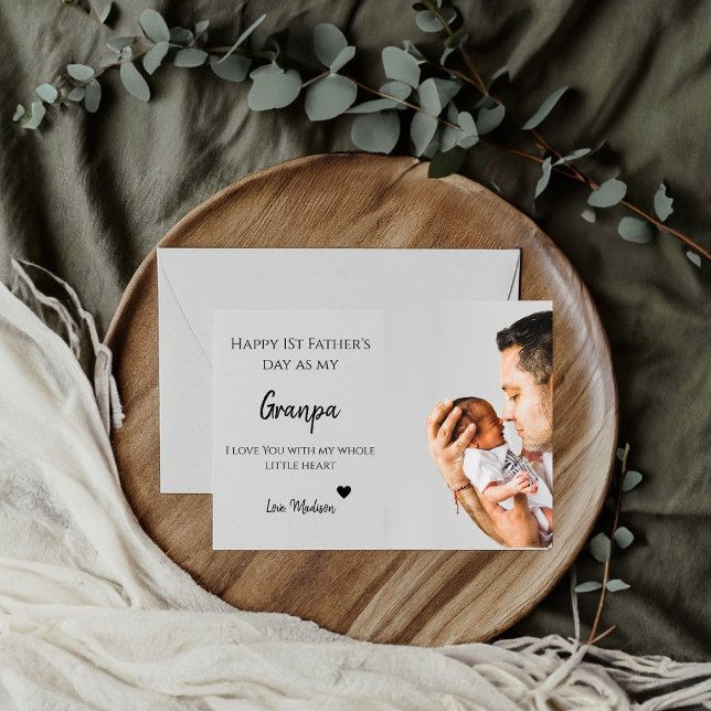 Cartão Foto de bebê Feliz primeiro dia dos pais eu te amo (Criador carregado)