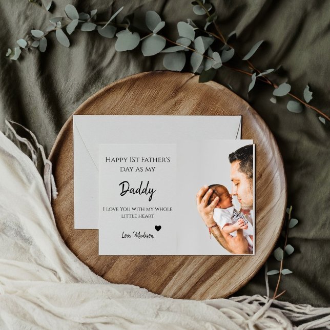Cartão Foto de bebê Feliz primeiro dia dos pais eu te amo (Criador carregado)