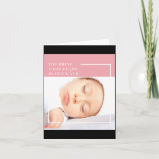 Cartão Foto de Bebê Fofo com Citação Nk Branco Chique