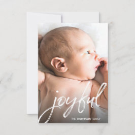 Cartão Foto de Bebê Personalizada Joyful Script natal