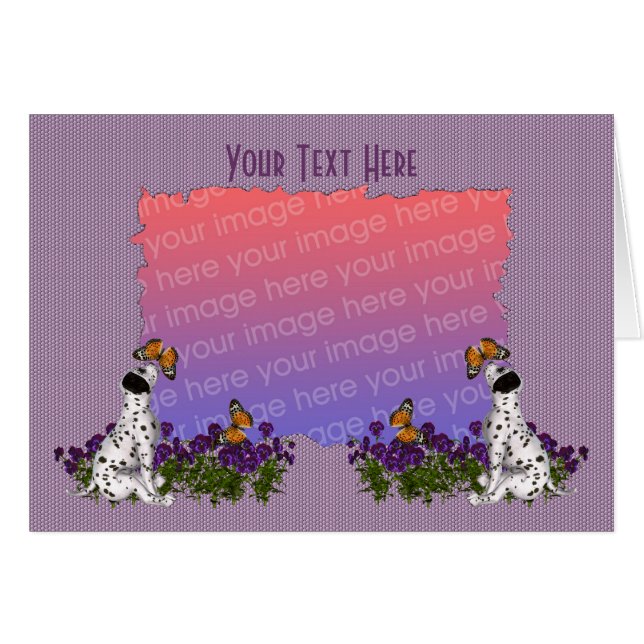 Cartão Foto de Borboletas de Puppy Dalmaciano (Frente Horizontal)