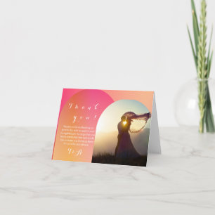 Cartão Foto de casamento Boho Arch Sunset Ombre Obrigado