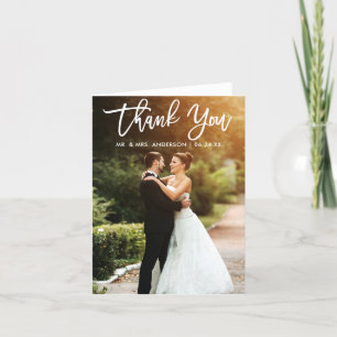 Cartão Foto de Casamento de Script de Pincel Dobrada Obri