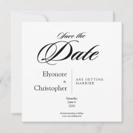 Cartão Foto de casamento minimalista em preto e branco qu