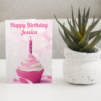 Foto de Cupcake Rosa Bonito Aniversário Feliz Pers