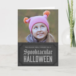 Cartão Foto de Dia das Bruxas de Spooktacular de Cinza Es