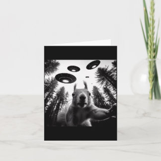 Cartão Foto de Esquilo com Alien Ufo Engraçado para Homen
