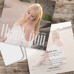 Cartão Foto de Formando minimalista - Obrigado personaliz