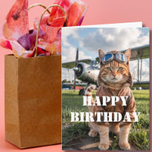 Foto de Gato Piloto de Aniversário & Avião de Humo