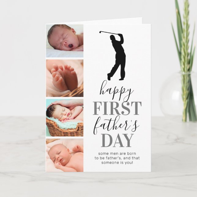 Cartão Foto de Golfista no Dia dos Pais (Frente)