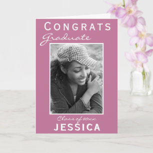 Cartão Foto de Graduação de Formando do Modern Pink