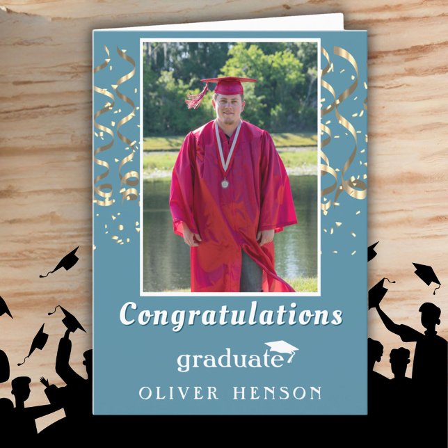 Cartão Foto de Graduação de Parabéns Confetti (Criador carregado)