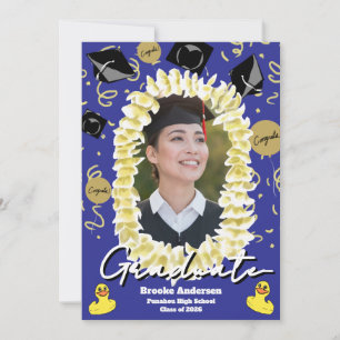 Cartão Foto de Graduação Havaiana com Confete de Lei de P