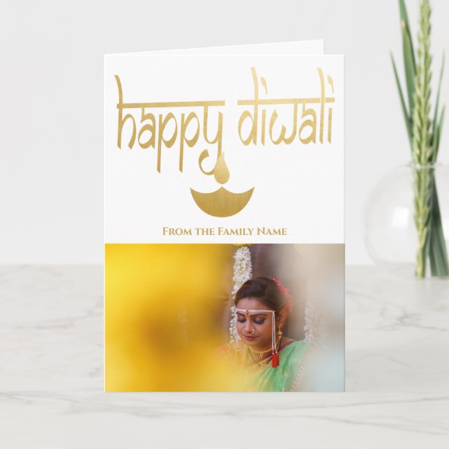 Cartão Foto de Happy Diwali personalizada (Frente)