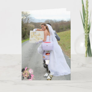 Cartão Foto de Moto Casamento Obrigado