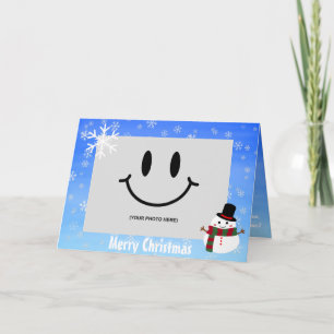 Cartão Foto de Natal Branco Rudolph Red Nosed Reindeer