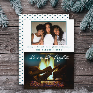 Cartão Foto de Natal "Cozy" da madeira de fogo Lareira mo