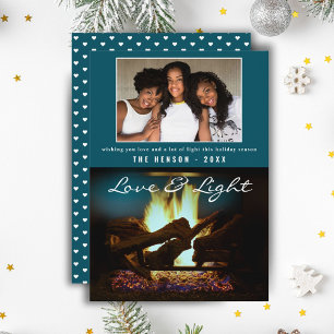 Cartão Foto de Natal "Cozy" da madeira de fogo Lareira mo