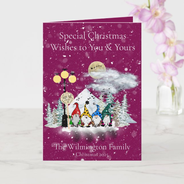 Cartão Foto de Natal da Família Festiva Elf Quartet (Orquídea)