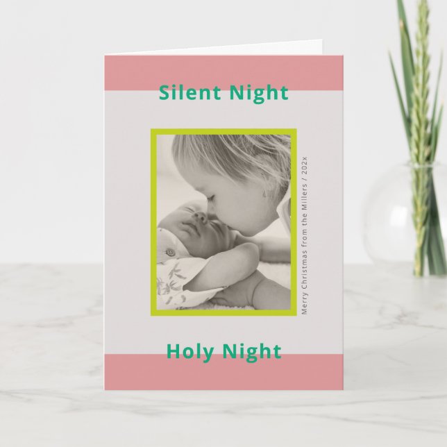 Cartão Foto de Natal saudando bebê recém-nascido (Frente)
