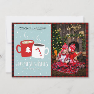 Cartão Foto de Natal Xmas Plaid de Búfalo Arte Popular Mo