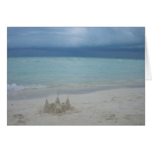Cartão Foto de Paisagem de Praia de Stormy Sandcastle