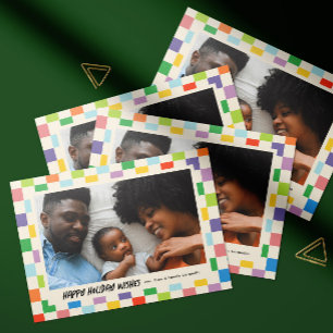 Cartão Foto de Paisagem do Quadro de Verificação Colorida