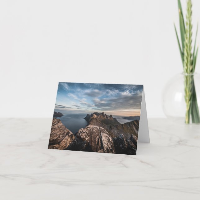 Cartão Foto de Paisagem na Costa da Noruega (Frente)