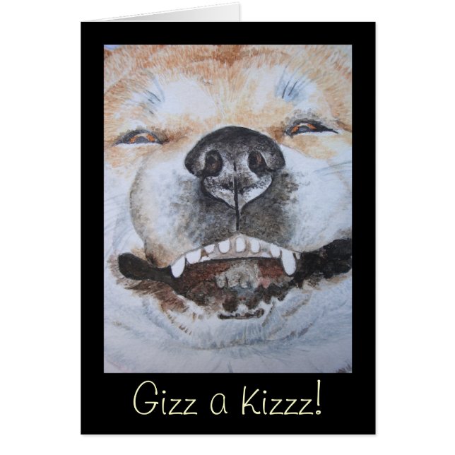 Cartão foto de um cachorro sorridente engraçado akita (Frente)