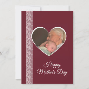 Cartão Foto dentro de imagem de coração com borda de rend