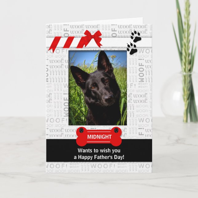 Cartão Foto do Dia de os pais Vermelho Pet de Diversão de (Frente)