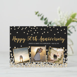 Cartão Foto do Dourado Prata Confetti 50º Aniversário