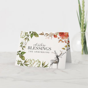 Cartão Foto do emblema de folhagem em aquarela Natal