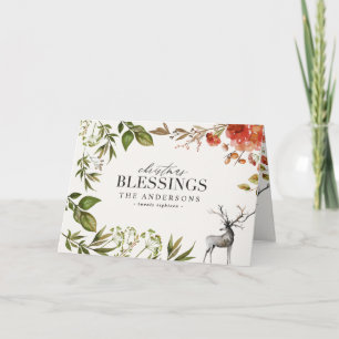 Cartão Foto do emblema de folhagem em aquarela Natal