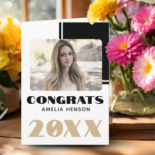 Cartão Foto do Formando Simple Black White 2023