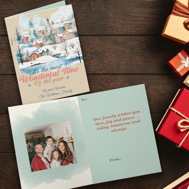 Cartão Foto do nome personalizado de Natal das Férias de  (Criador carregado)