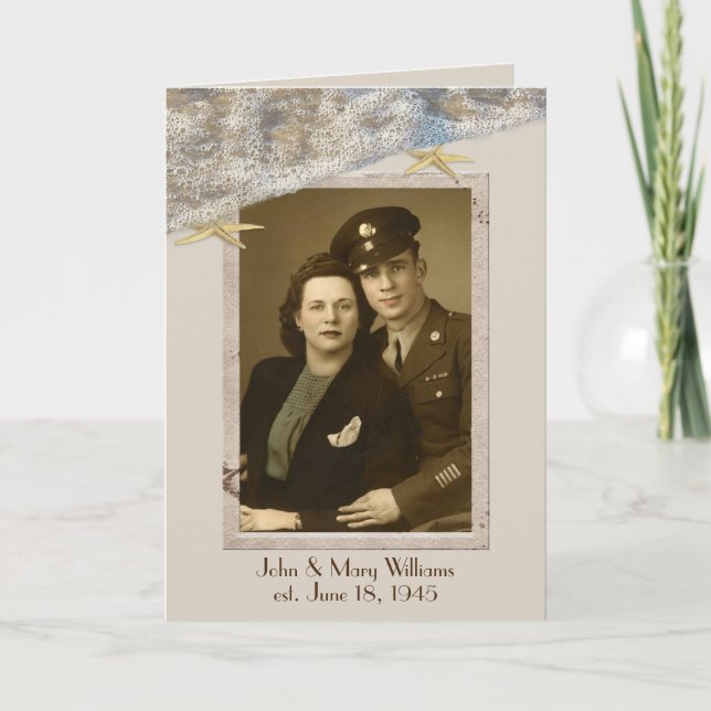 Cartão Foto do Starfish On Beach Anniversário (Frente)