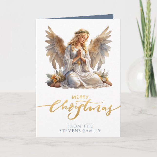 Cartão Foto dobrada do Anjo de Natal (Frente)