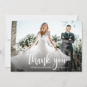 Cartão Foto Elegante Calliografia Casamento Obrigado