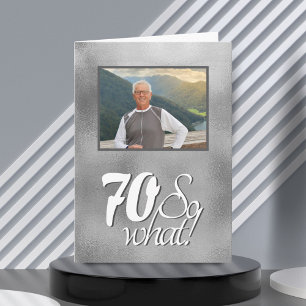 Cartão Foto engraçada de aniversário de 70 anos em metal