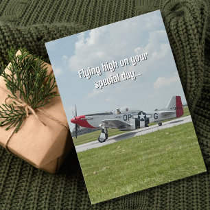 Cartão Foto engraçada de aniversário do avião P-51 Mustan