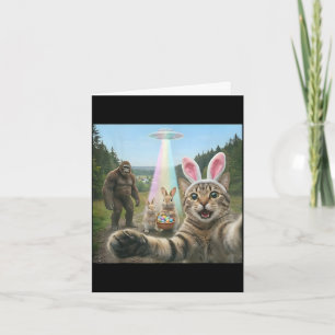Cartão Foto engraçada de gato com coelho da páscoa bigfoo