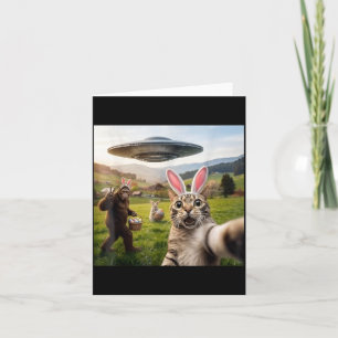Cartão Foto engraçada de gato com coelho de Páscoa Pé Gra