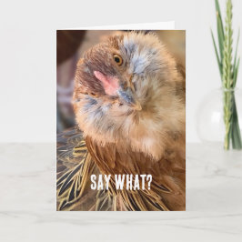 Cartão Foto Engraçada de Perto de Frango Marrom Âmbar Cur