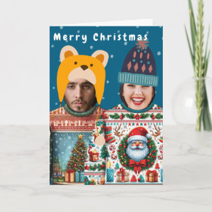 Cartão Foto Engraçada Feriado Personalizado de Natal