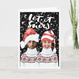 Cartão Foto Engraçada Personalizada Natal Deixe Nevar