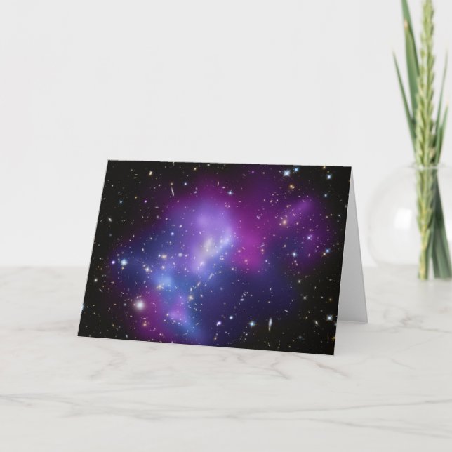 Cartão Foto Espacial Celestial Roxa em Branco (Frente)